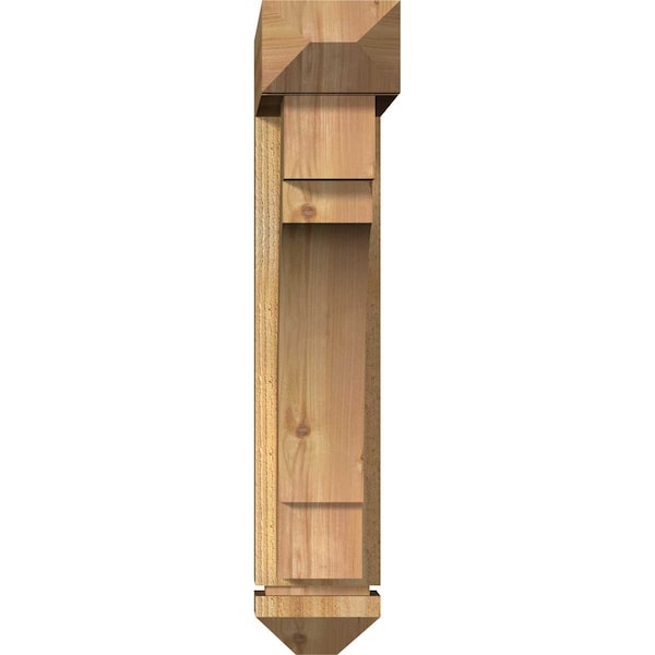 Merced Arts And Crafts Rough Sawn Bracket W/ Offset Brace, Western Red Cedar, 6W X 22D X 30H